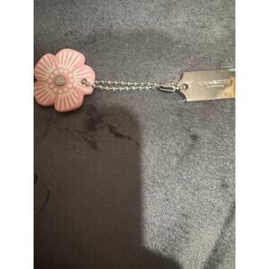 Coach Mini Pink Tea Rose Flower Charm w/Silver Coach Hang Tag